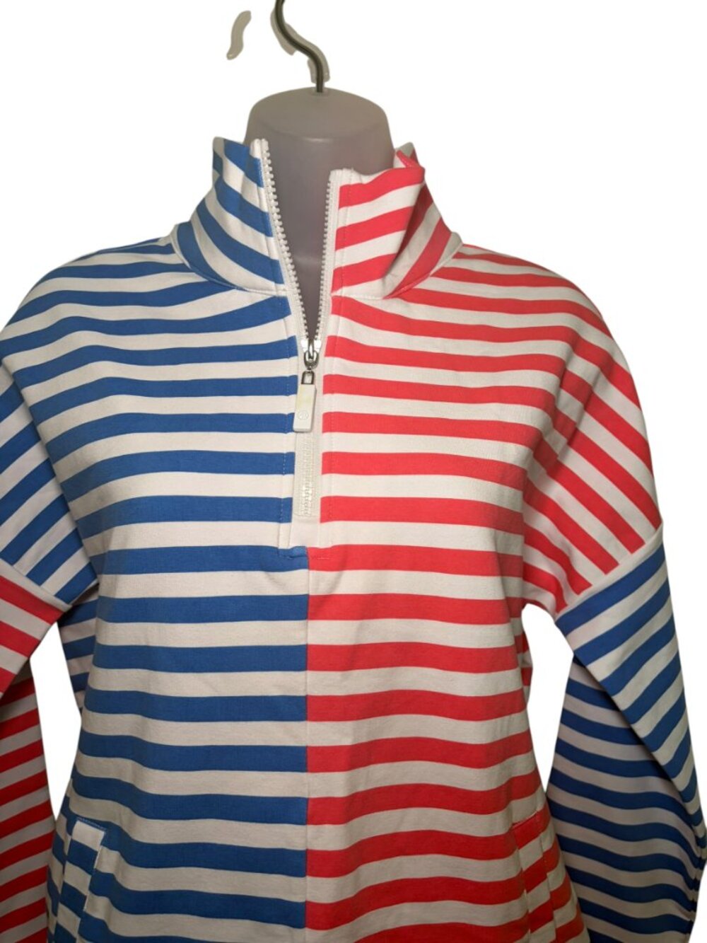 Addison Bay Delancey Quarter Zip Pullover Stripe Sweatshirt M NWT - Picture 3 of 8